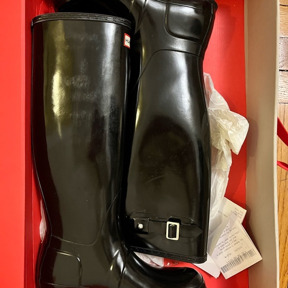 Hunter Original Tall Gloss Rain boots size 8 black - Picture 2 of 8